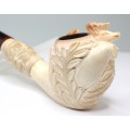 veche pipa Meerschaum. sculptura cinegetica. etui original. Turcia